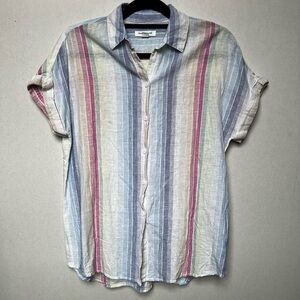 Pastel Striped Linen Button Up Shirt